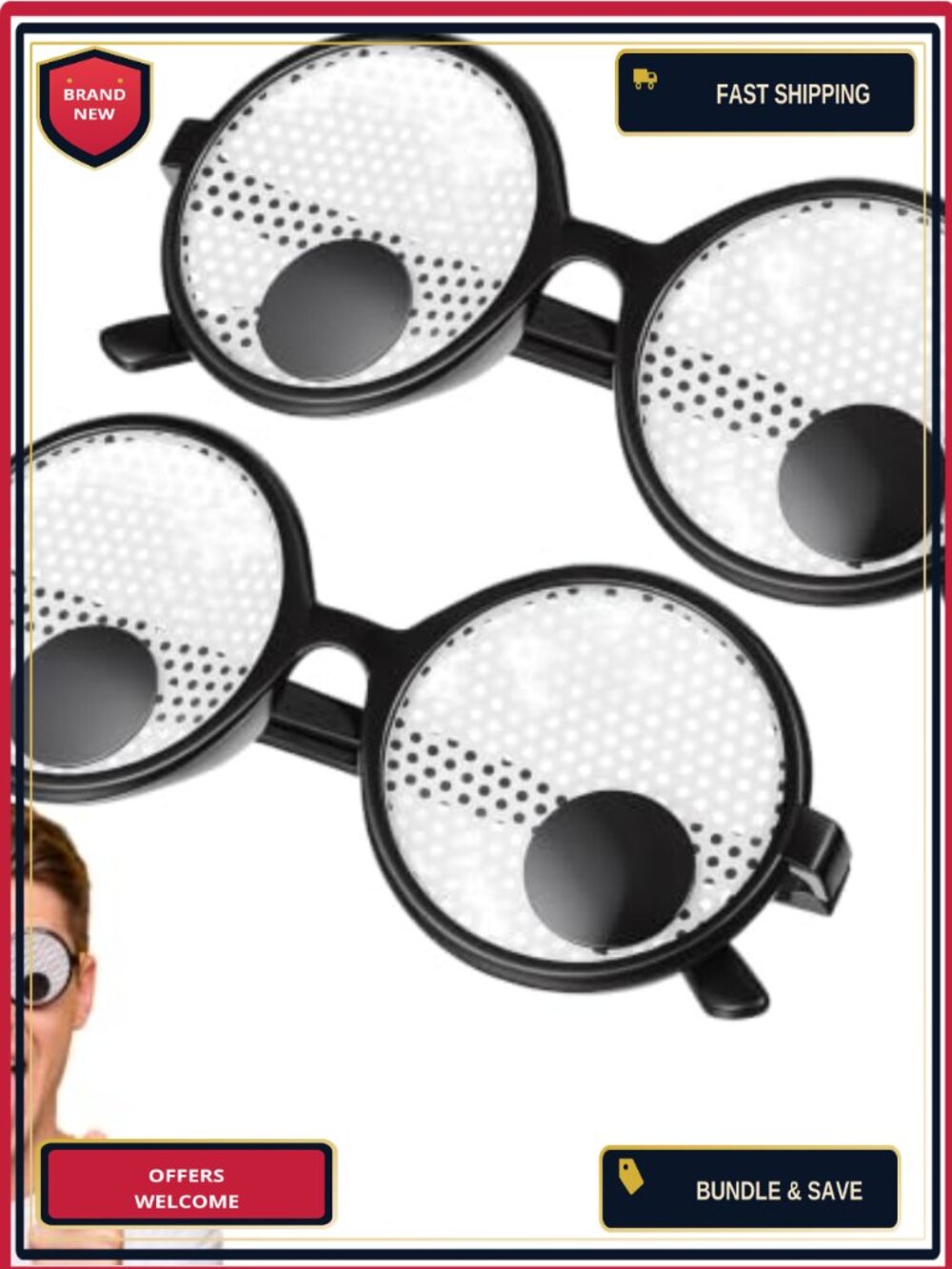 Googly Eyes Shaking Party Glasses Funny Halloween Novelty Eyewear